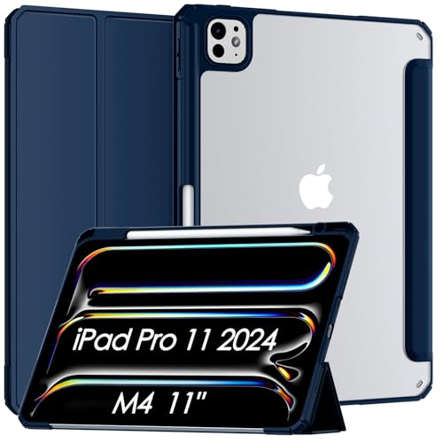Mansiruyi iPad Pro 11 Zoll Hülle M4 2024, iPad Pro 11 2024 Hülle mit Stifthalter, schlankes, leichtes PU-Leder, dreifach faltbarer Ständer, Smart Cover iPadPro 11 Hülle mit automatischer Sleep/Wake von Mansiruyi