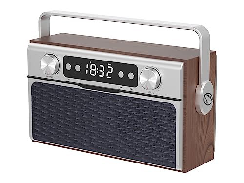 Manta Retro Radio mit Bluetooth 5.0 - Büro FM-Radio mit 50 Senderspeicherplätzen - 20 W Küchenradio mit LCD Display MP3 - Senioren Radio - Radiowecker Holz - Uhrenradio - Radio Digital Vintage von Manta