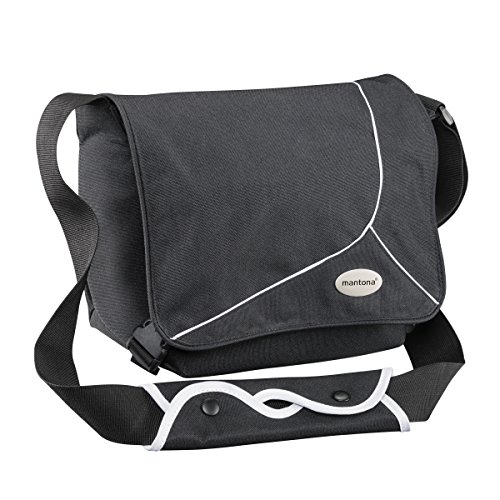 Mantona 111061 Mondstein SLR-Kameratasche (Messenger Bag, Universaltasche) schwarz/weiß von Mantona