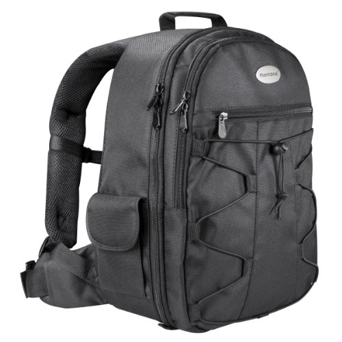 Mantona 19578 Azurit Fotorucksack für SLR DSLR Kamera mit Halterung Stativ, Kamerarucksack, Camera Tasche groß, Backpack schwarz von Mantona