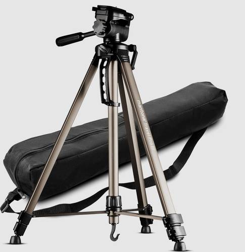 Mantona 20082 Dreibeinstativ Arbeitshöhe=630 - 1650mm Bronze inkl. Kurbel, inkl. Tasche, Wasserwaag von Mantona