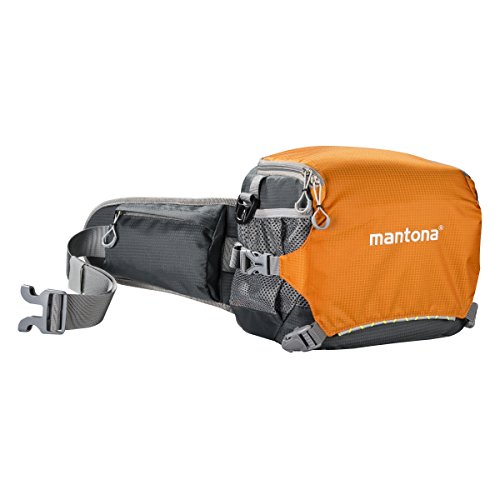 Mantona 20583 ElementsPro 20 Outdoor-Kameratasche für DSLR- oder CSC-Kamera orange (Schulter- und Bauchtasche inkl. Regenhülle) von Mantona