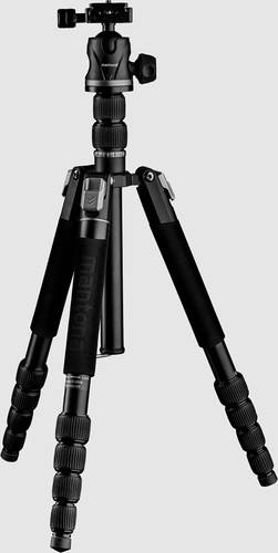 Mantona 21440 Dreibeinstativ 3/8 Zoll Arbeitshöhe=80 - 1730mm Schwarz, Grau inkl. Tasche, Wasserwaa von Mantona