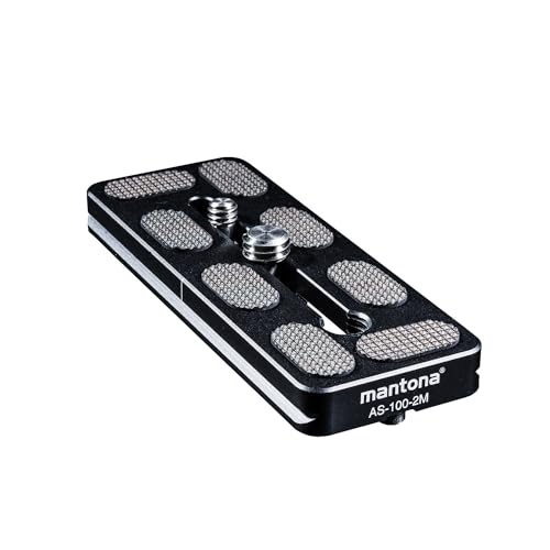 Mantona AS-100-2M Schnellwechselplatte Arca-Swiss kompatibel, 100x38mm mit Schrauben und Mittenmarkierung von Mantona