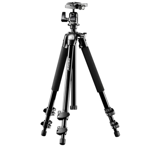 Mantona Basic Scout Fotostativ, Kamerastativ bis 144cm, inkl. robuster Kugelkopf, Wasserwaage, umkehrbare Mittelsäule, ideal für Reisen und Outdoor Fotografie für DSLR Kamera, kompakt leichtes Stativ Mantona Basic Scout Fotostativ, Kamerastativ bis 144cm, inkl. robuster Kugelkopf, Wasserwaage, umkehrbare Mittelsäule, ideal für Reisen und Outdoor Fotografie für DSLR Kamera, kompakt leichtes Stativ von Mantona