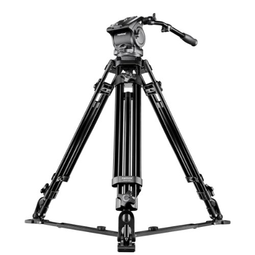 Mantona Dolomit 4000 Videostativ 170 cm (inkl. Fluid-Neiger, Counter Balance System, Wasserwaage, Bodenspinne, Schnellwechselplatte) für DSLR und Videokamera von Mantona