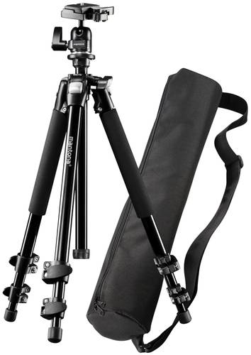 Mantona Dreibeinstativ 3/8 Zoll Arbeitshöhe=35 - 144cm Schwarz Kugelkopf von Mantona