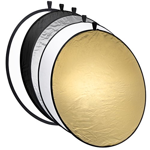 Mantona Faltreflektor (Diffusor) 5 in 1 (110 cm Durchmesser) gold, silber, schwarz, weiß von Mantona