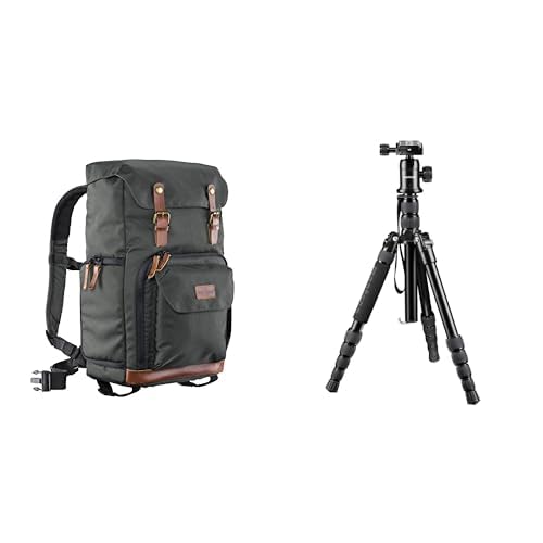 Mantona Fotorucksack Luis Grün + Retro DSLM Reisestativ, Kamerarucksack mit Echtleder-Applikationen, inkl. Regenschutzhülle, geeignet für 1x DSLR-Kamera, 3x Objektive und diverses Fotozubehör Mantona Fotorucksack Luis Grün + Retro DSLM Reisestativ, Kamerarucksack mit Echtleder-Applikationen, inkl. Regenschutzhülle, geeignet für 1x DSLR-Kamera, 3x Objektive und diverses Fotozubehör von Mantona