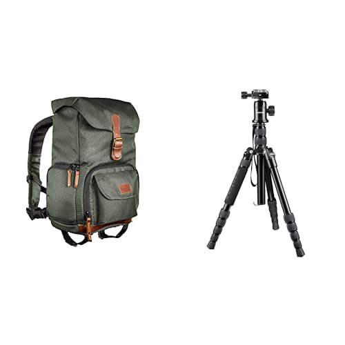 Mantona Luis junior Retro Fotorucksack Grün + Retro DSLM Reisestativ, Kamerarucksack mit Echtleder-Applikationen inkl. Regenschutzhülle, Fach für 1x DSLR-Kamera, 1-2 Objektive und diverses Fotozubehör Mantona Luis junior Retro Fotorucksack Grün + Retro DSLM Reisestativ, Kamerarucksack mit Echtleder-Applikationen inkl. Regenschutzhülle, Fach für 1x DSLR-Kamera, 1-2 Objektive und diverses Fotozubehör von Mantona