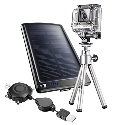 Mantona GoPro Mobile Solar Power Set inkl. Ministativ, Solarladegerät, USB Kabel und Stativadapter für GoPro von Mantona