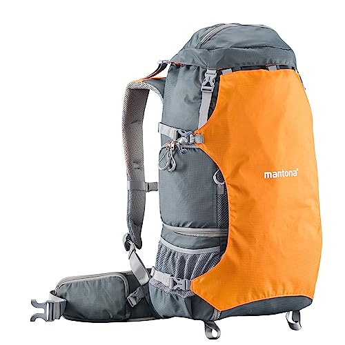 Mantona Kamerarucksack elementsPro 40 - Professioneller Outdoor-Kamerarucksack mit anpassbaren Innenfächer, viel Stauraum für Kamera und Zubehör, Laptop bis 14 Zoll, inkl. abnehmbarer Regenhülle von Mantona