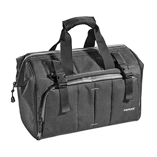 Mantona Kameratasche Doctor Bag (mit diversen Zusatztaschen innen und außen, mit entnehmbarer Kamerainnentasche, Schultergurt, Regenschutzhülle, geignet für DSLR und Systemkameras) schwarz von Mantona