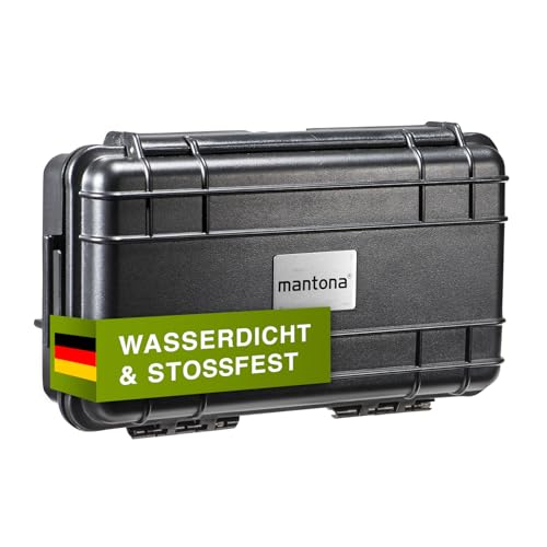 Mantona Outdoor Schutzkoffer XS - Wasserdicht, Stoßfest und Stapelbar für Wertvolles Equipment, Inkl. Zuschneidbare Schaumstoffeinlagen und Luftausgleichsventil von Mantona