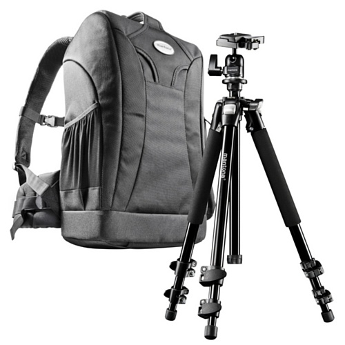 Mantona Scout Trekking 2 in 1 Set (inkl. Trekking Fotorucksack und Kamerastativ Scout 142 cm, geeignet für DSLR- und Systemkameras, mit Diebstahlschutz) von Mantona