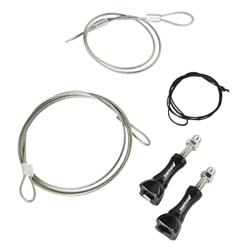Mantona Sicherungsleinen Set (Edelstahl 40-100 cm, für Action Cams wie GoPro Hero 11 10 9 8 7 6 5 4 3+ Sicherheitsleine Universal, für viele Aktionkameras) schwarz/silber von Mantona