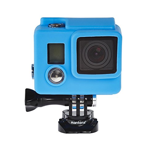 Mantona Silikon Schutzhülle 2er Set (für GoPro Hero 4 3+ 3) schwarz/blau von Mantona