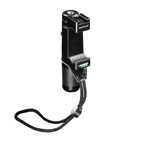 Mantona Smartphone Halter Movie Maker - Professionelle, komfortable Smartphone Halterung Griff Halter Klemme, Alu Griff, für Smartphone und iPhone Breite 55-94 mm, 3x 1/4 Zoll und Blitzschuh, 21494, Schwarz von Mantona