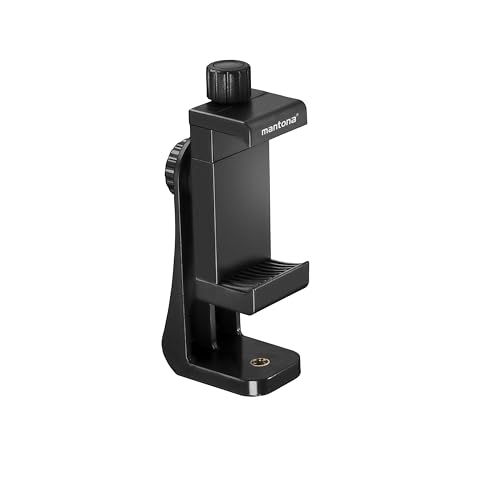 Mantona Smartphone Halterung Rotate Clip 100, drehbarer Universal Handy Halter für iPhones und Smartphones mit 55-85 mm Breite, mit 1/4 Zoll Gewinde, zur Montage auf Stativ und Selfie-Stick Mantona Smartphone Halterung Rotate Clip 100, drehbarer Universal Handy Halter für iPhones und Smartphones mit 55-85 mm Breite, mit 1/4 Zoll Gewinde, zur Montage auf Stativ und Selfie-Stick von Mantona
