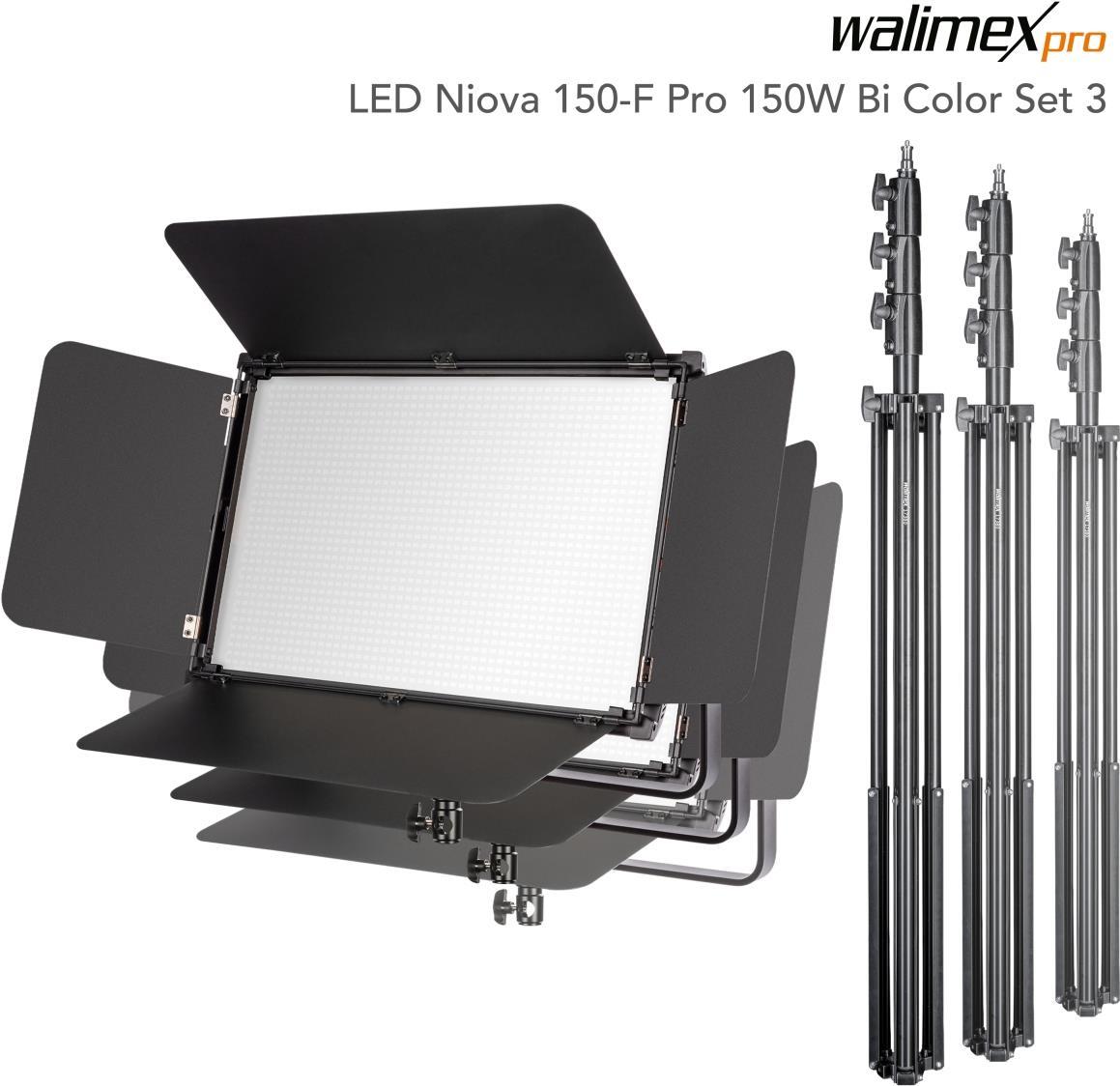 Walimex pro LED Niova 150-F Pro 150W Bi Color Set3 (23222) von Mantona