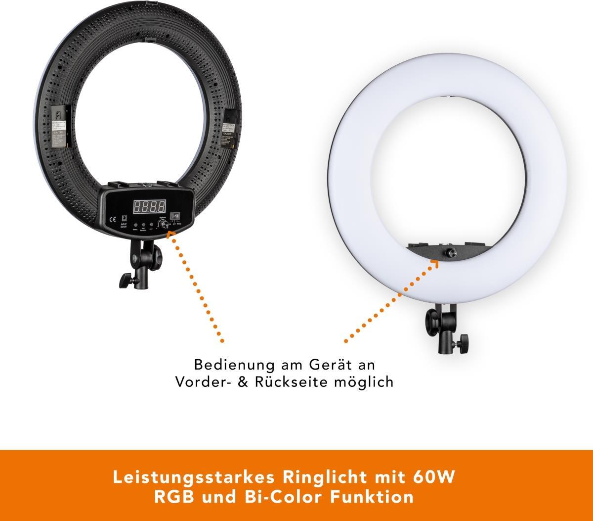 walimex pro Rainbow LED RGBWW Ringleuchte (23116) von Mantona