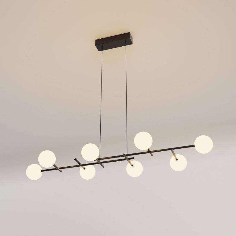 Hängeleuchte Cellar, Eisen, schwarz, Glas, weiß, 8-flammig von Mantra Iluminación