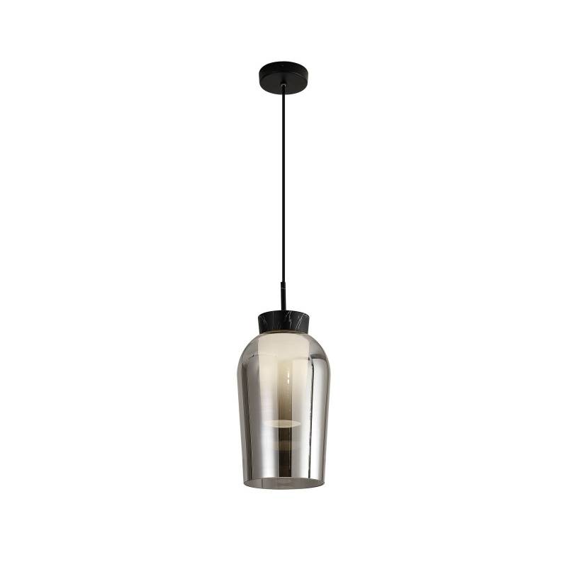 Hängeleuchte Nora, einflammig, schwarz, chrom, Glas von Mantra Iluminación