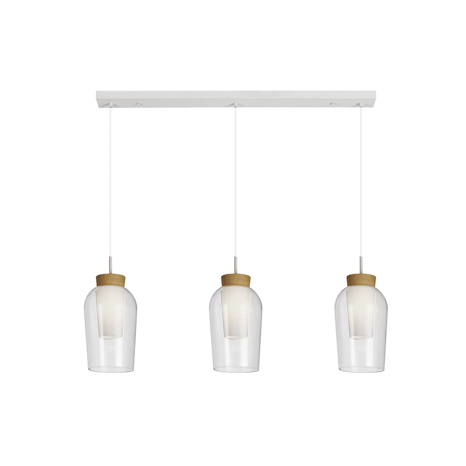 Hängeleuchte Nora, weiß, transparent, 3-flammig Balken, Glas Hängeleuchte Nora, weiß, transparent, 3-flammig Balken, Glas von Mantra Iluminación