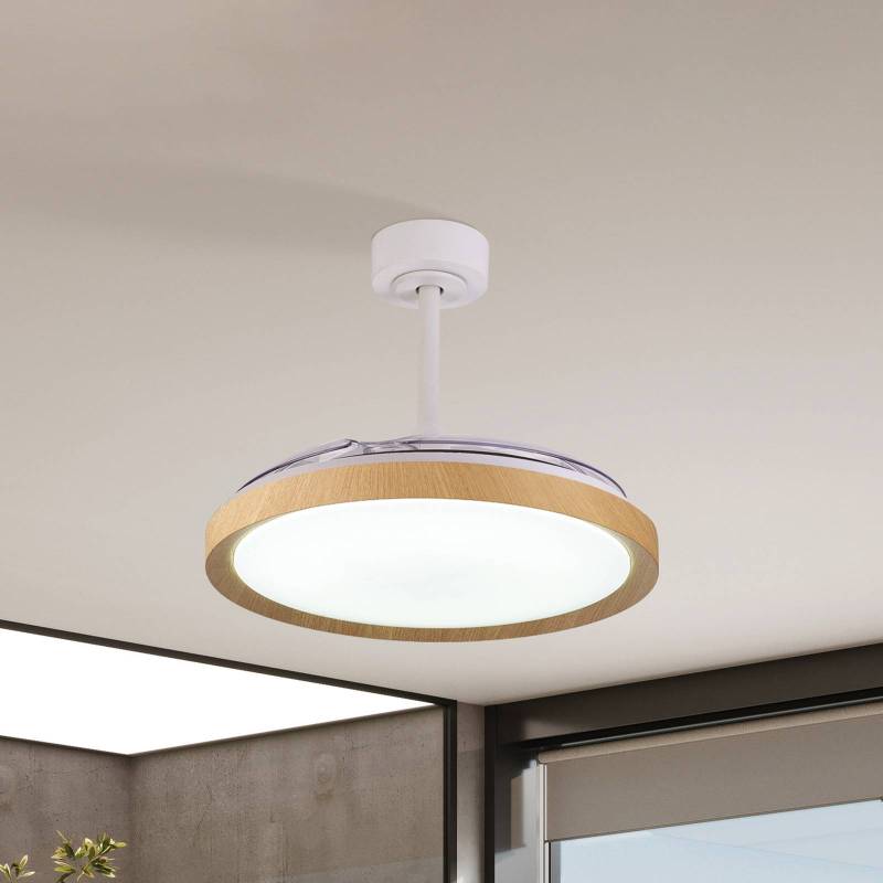 LED-Deckenventilator Mistral Holzdekor DC leise Ø 106 cm CCT von Mantra Iluminación