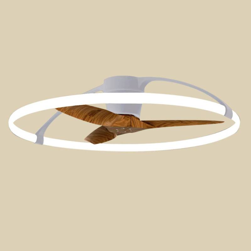 Smart LED-Deckenventilator Nepal, silber/nussbaum, DC, leise von Mantra Iluminación
