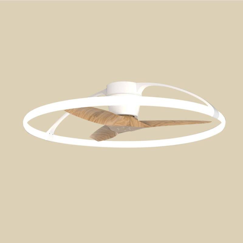Smart LED-Deckenventilator Nepal, weiß/buche, DC, leise von Mantra Iluminación