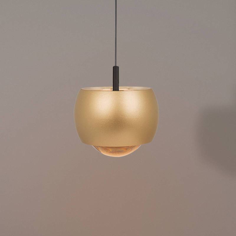 LED-Hängeleuchte Roller, goldfarben, verstellbar, Glaslinse von Mantra Iluminación