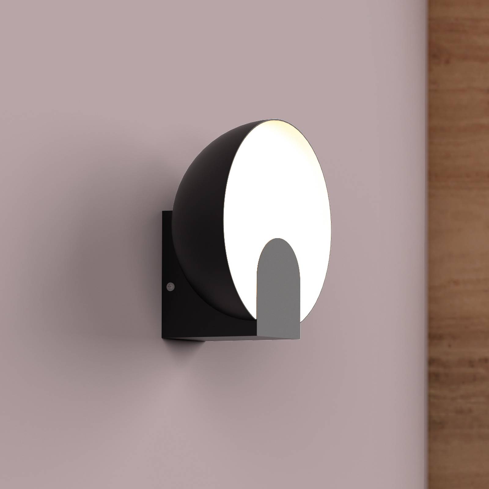 LED-Wandleuchte Óculo, schwarz, Metall, indirektes Licht LED-Wandleuchte Óculo, schwarz, Metall, indirektes Licht von Mantra Iluminación