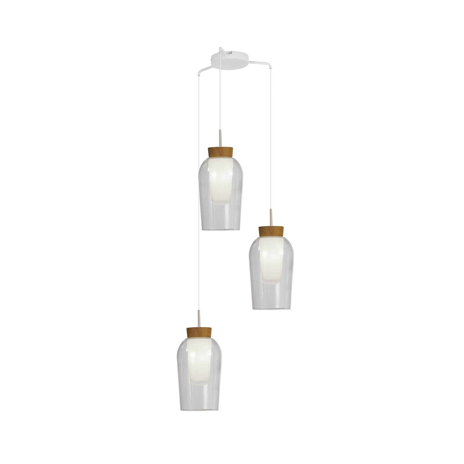 Pendelleuchte Nora, weiß, transparent 3-flammig, rund, Glas Pendelleuchte Nora, weiß, transparent 3-flammig, rund, Glas von Mantra Iluminación