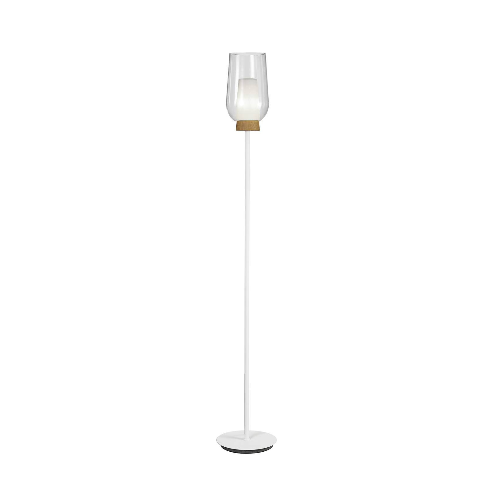 Stehleuchte Nora, weiß-transparent, Metall, Glas Stehleuchte Nora, weiß-transparent, Metall, Glas von Mantra Iluminación