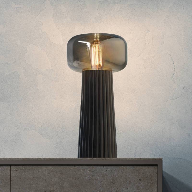 Tischleuchte Faro, Glas, Kunststoff, E27-Fassung, schwarz von Mantra Iluminación
