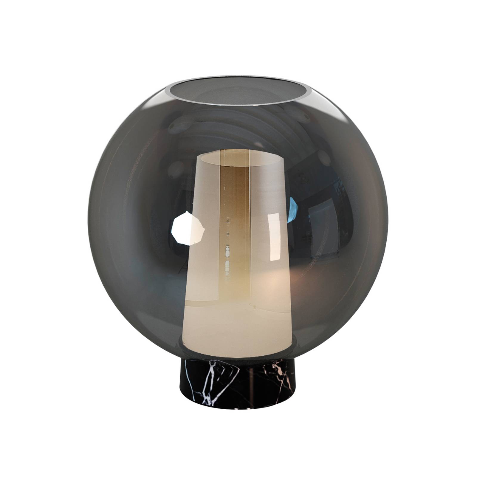 Tischleuchte Nora, schwarz-chrom, Höhe 26 cm, Glas, Metall Tischleuchte Nora, schwarz-chrom, Höhe 26 cm, Glas, Metall von Mantra Iluminación
