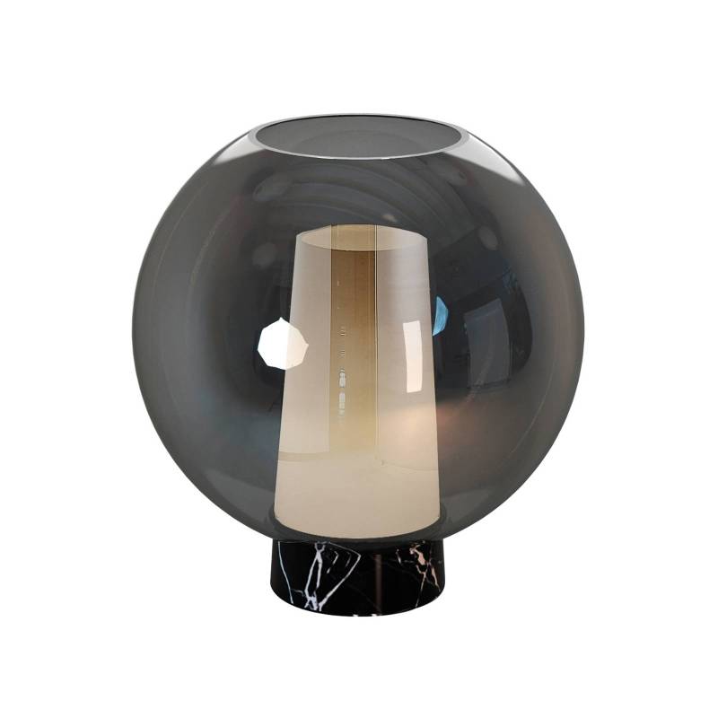 Tischleuchte Nora, schwarz-chrom, Höhe 26 cm, Glas, Metall von Mantra Iluminación