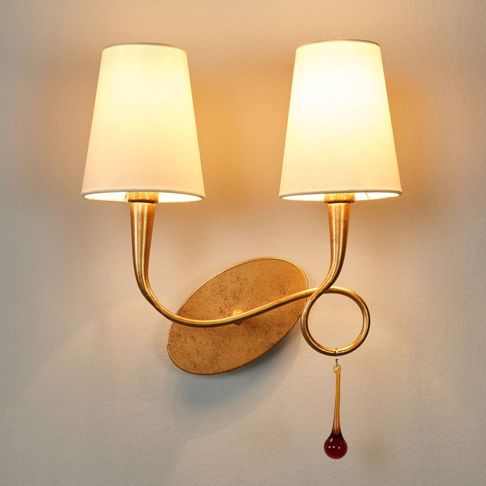 Wandleuchte Paola 2fl gold mit Textilschirmen Wandleuchte Paola 2fl gold mit Textilschirmen von Mantra Iluminación
