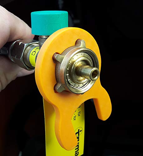 Gasschlüssel für Terrassenheizer, Gasheizer, Gaskanone, Heizstrahler, Gasgrill, Wohnmobil, Caravan, Camping, Druckminderer, Druckregler (Überwurfmutter 5-Flügel, Orange, 1) von MaJoCompTec