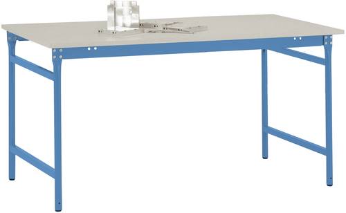 Manuflex BB3051.5012 Beistelltisch BASIS stationär mit Melamin-Tischplatte in Lichtblau RAL 5012, B von Manuflex