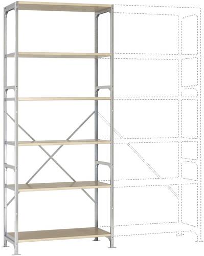 Manuflex RB2352 Fachbodenregal-Grundmodul (B x H x T) 1030 x 2500 x 700mm Holzboden von Manuflex