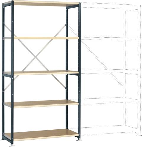 Manuflex RP1012.7016 Fachbodenregal-Grundmodul (B x H x T) 1030 x 2000 x 500mm Holzboden von Manuflex