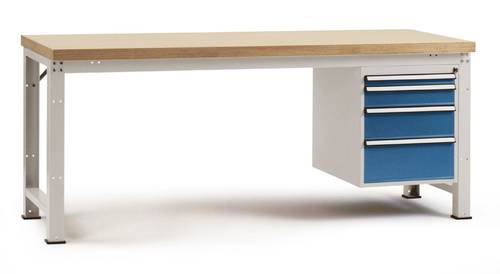 Manuflex WP5624.7035 Einzelwerkbank PROFI, komplett 2000x700x840 mm,Platte Multiplex RAL7035 lichtgr von Manuflex