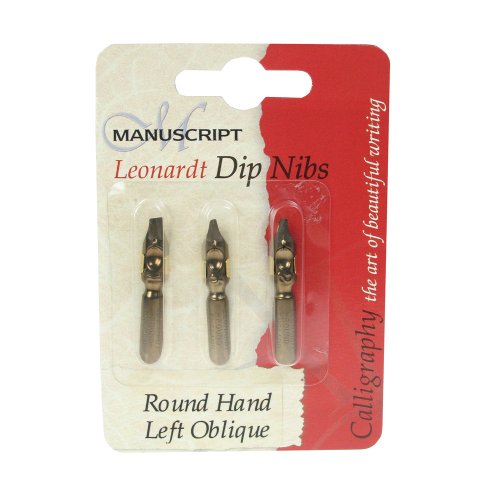 Manuscript Leonardt 3 Tinte Dip Pen Feder-Set – Rund Hand links abgeschrägt von Manuscript
