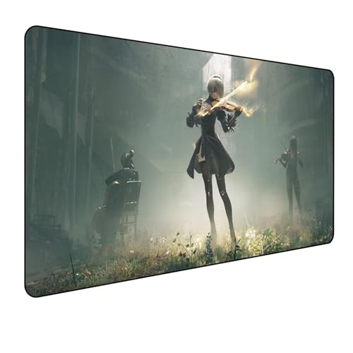 Nier Automata Gaming Mauspad,Anime Mauspad,Groß Mousepad XXL 900 x 400 mm,rutschfeste Gummiunterseite genähte Kanten,für PC, Laptop,Großer Erweiterter Schreibtisch Schutz Für Home Office von Manwh