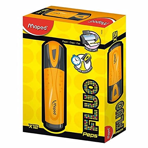 Maped Helix 742535 Textmarker USA Fluo Peps Classic, 12 Stück 12er-Pack Orange von Maped Helix USA