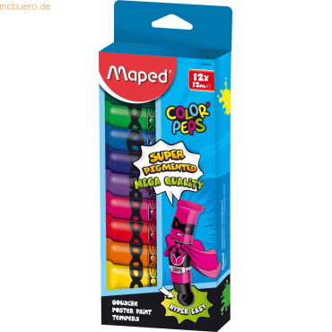 10 x Maped Malfarbe Gouache 12ml VE=12 Farben Schachtel 10 x Maped Malfarbe Gouache 12ml VE=12 Farben Schachtel von Maped