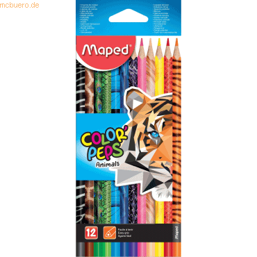 12 x Maped Buntstifte Color'Peps Animals VE=12 Stück Blisterschachtel von Maped