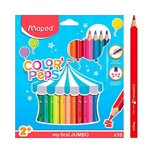 Maped 834012 my first Dreikant-Buntstift COLOR'PEPS JUMBO,18er Etui von Maped